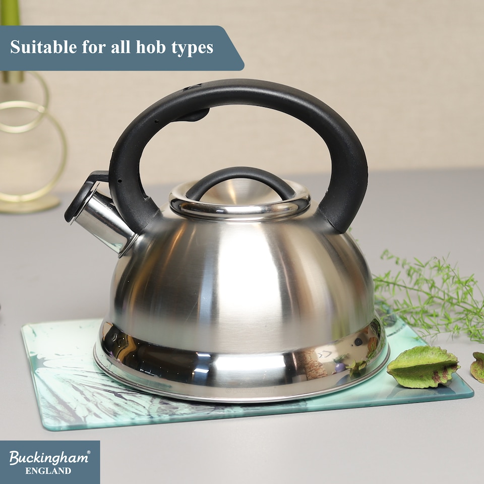 image 1 of Buckingham Stainless Steel Whistling Kettle Stove Top Induction 3 Litre
