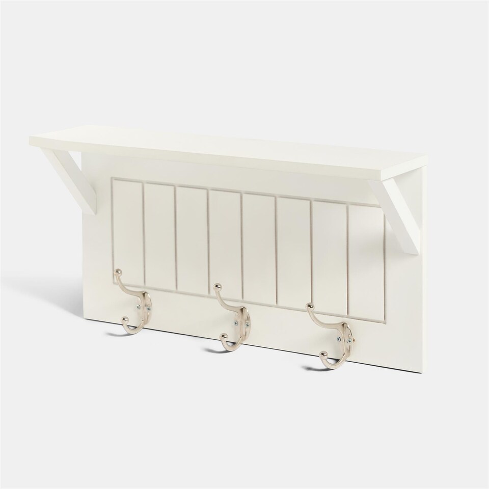 image 1 of OHS Wall Shelf Coat Rack Wood Effect Floating Display Unit
