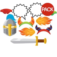 Creative Converting Dragons Party Assorted Designs Photobooth Props Set (Pack of 10) - Multicoloured - One Size