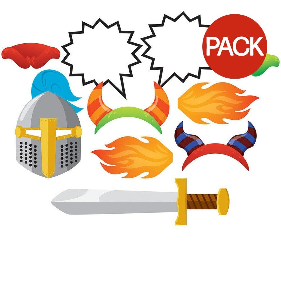 Creative Converting Dragons Party Assorted Designs Photobooth Props Set (Pack of 10) - Multicoloured - One Size