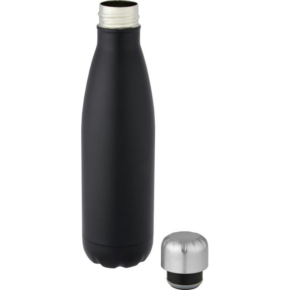 image 1 of Cove Recycled Stainless Steel 500ml Insulated Water Bottle - Solid Black - One Size