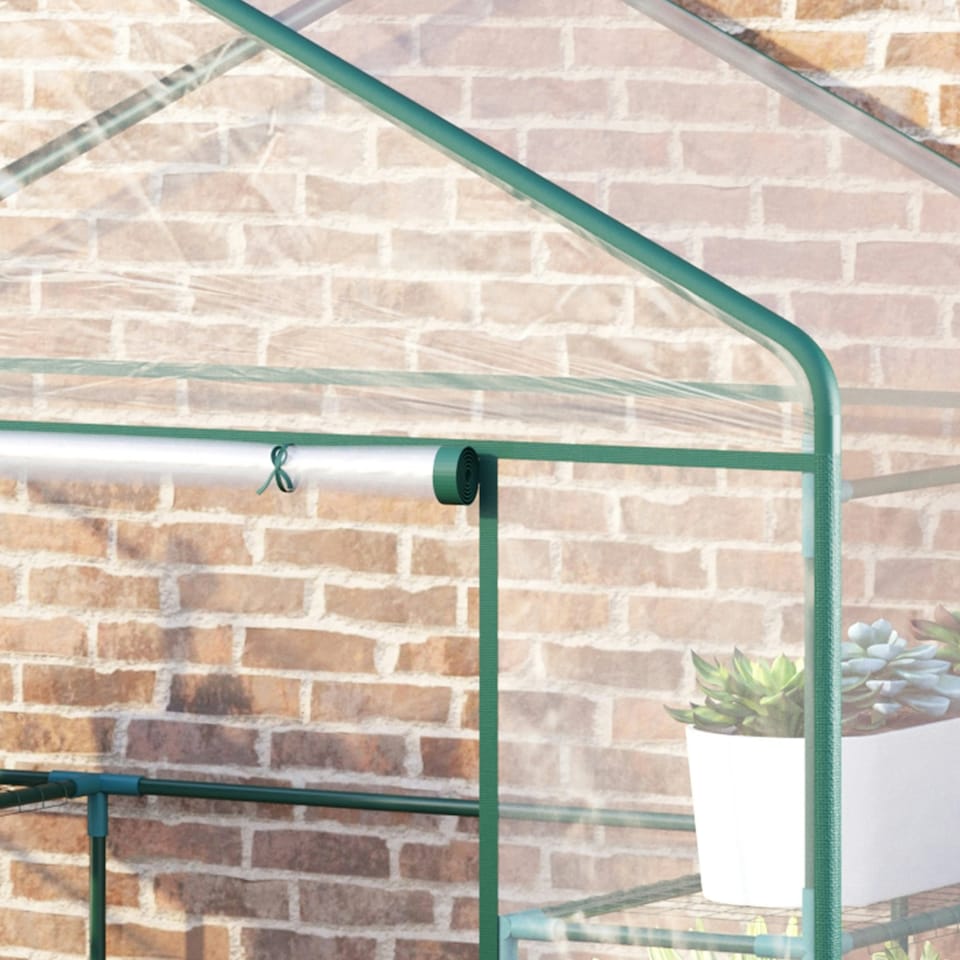 image 1 of Outsunny Walk In Greenhouse Garden Clear PVC Frame Shelves Reinforced Plant Grow