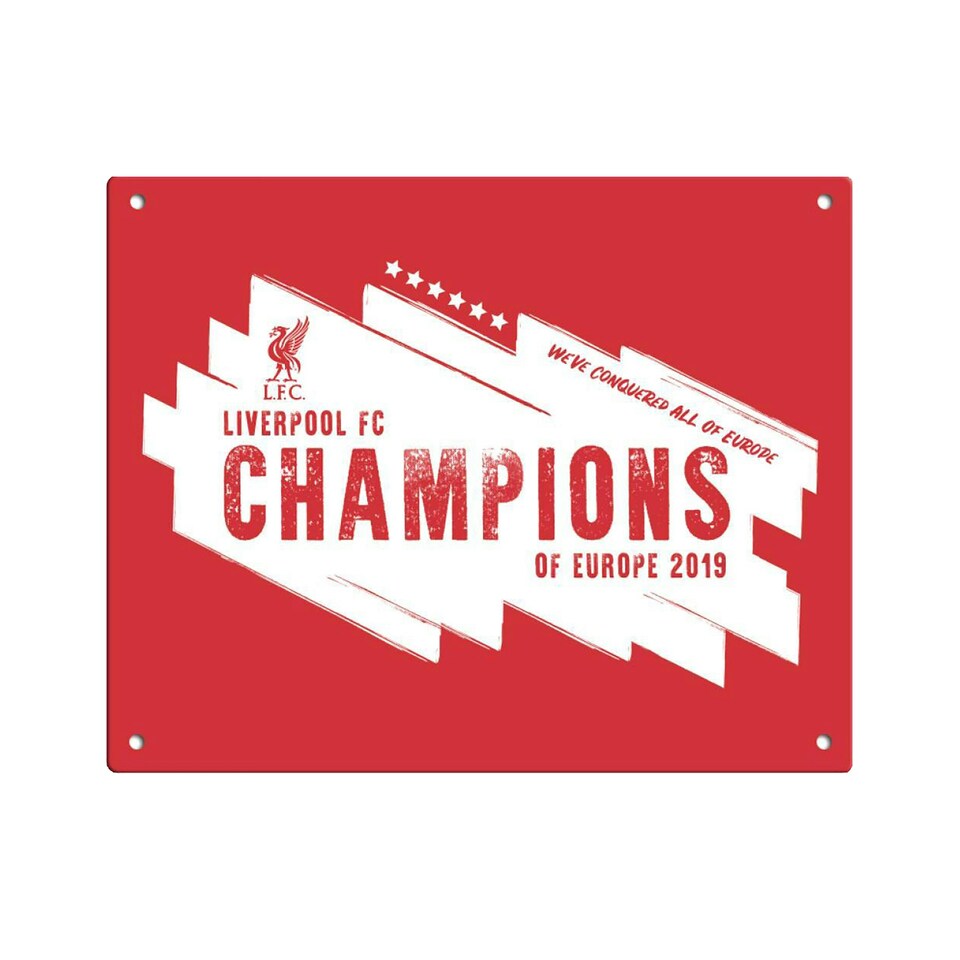Liverpool FC Champions Of Europe Metal Sign - Red - One Size