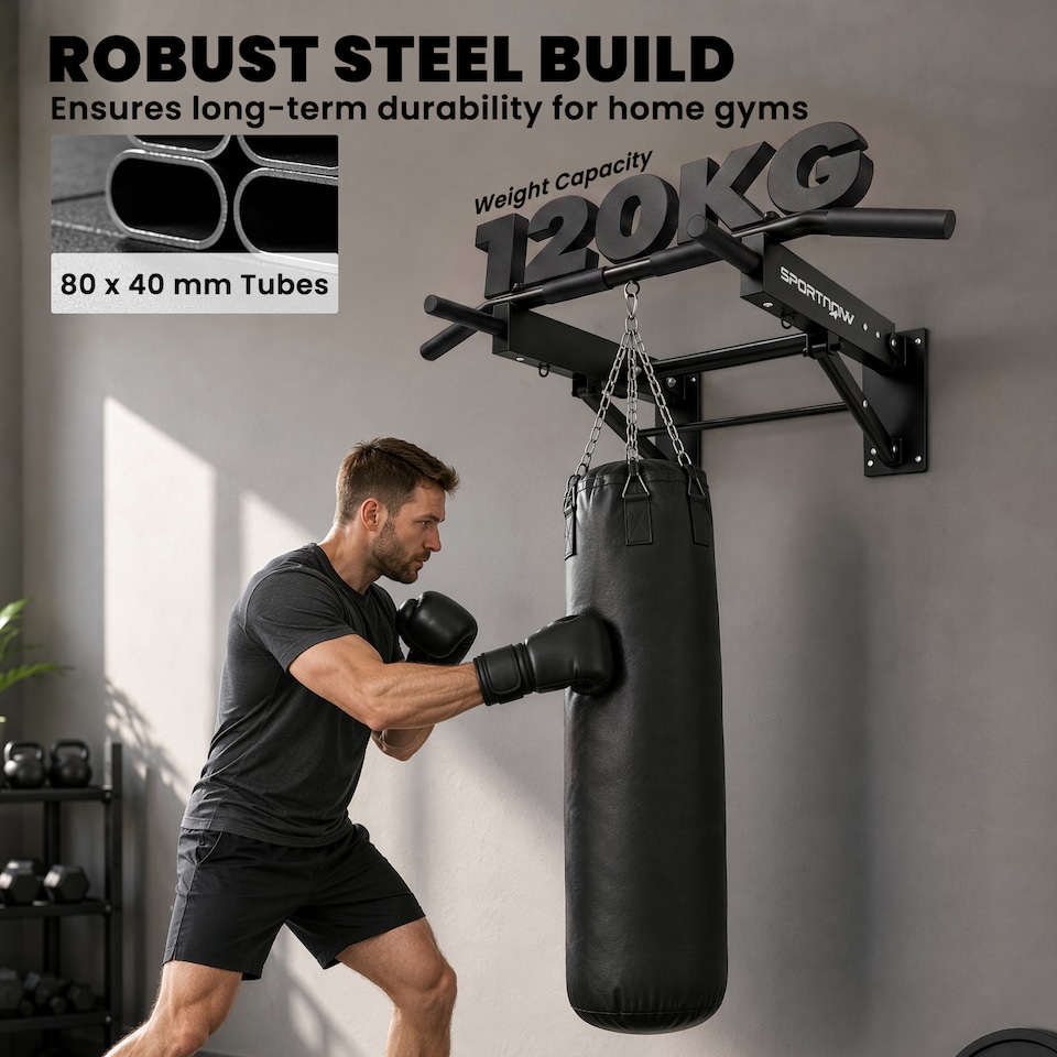 image 1 of SPORTNOW Pull Up Bar Wall Mounted, Folding Chin Up Bar, Max Load 120 kg