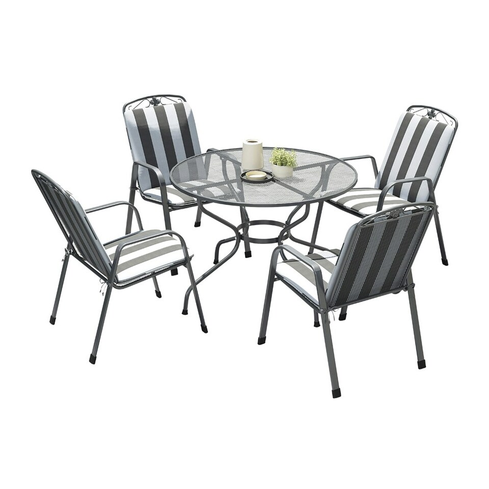 image 1 of Mesh Metal 4 Seater Dining Set with Cushions
