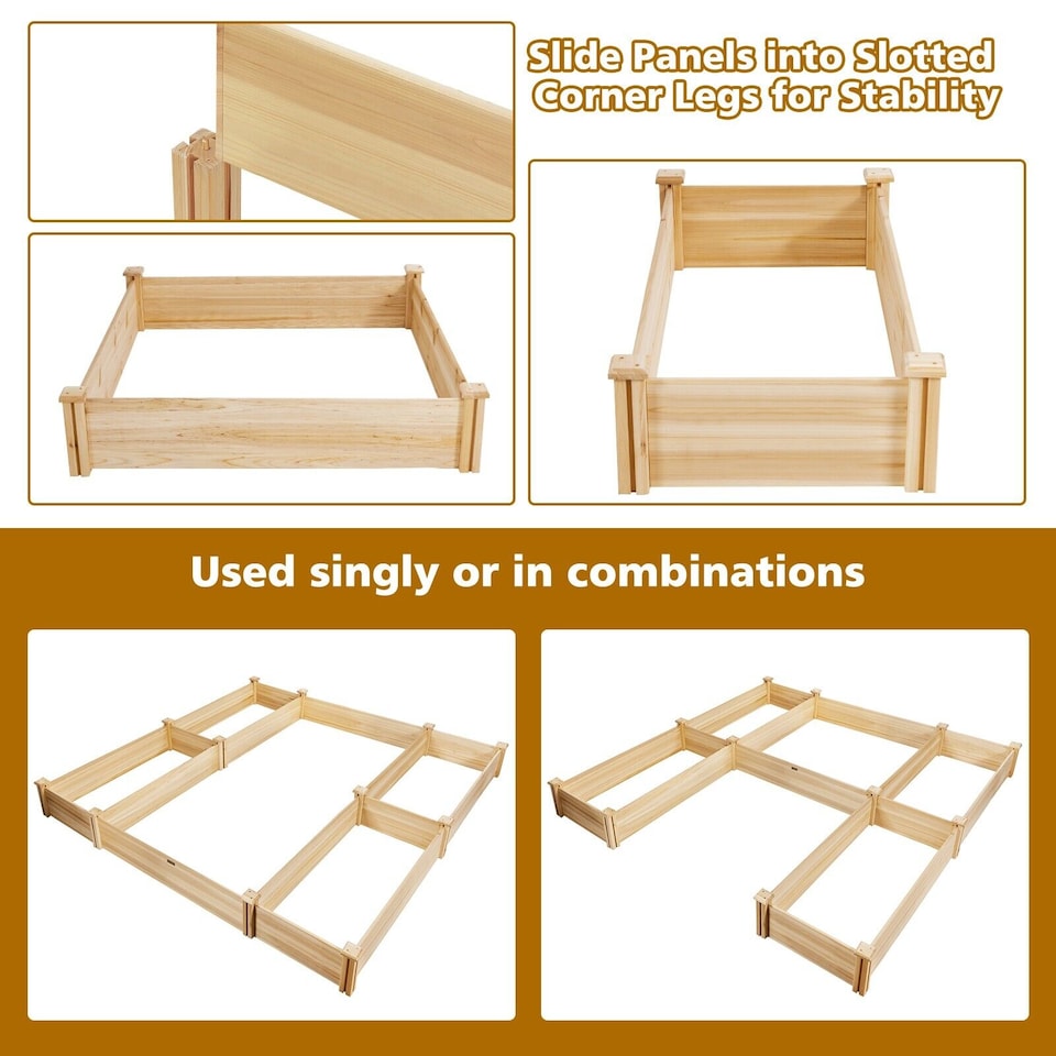 image 1 of COSTWAY Garden Bed Wooden Raised Garden Box Outdoor Planter Container for Herbs Flowers
