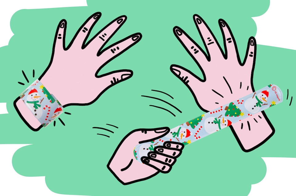 image 1 of Pack of 12 Christmas Slap Bracelets
