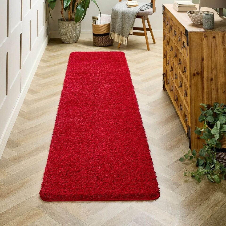 image 1 of Washable Non Slip Shaggy Floor Rug Soft Stain Resistant Plain