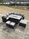 image 3 of Fimous 9 Seater Rattan Corner Sofa Set Gas Firepit Dining Table Set Patio Heater Burner With Big Footstool Dark Grey Mixed