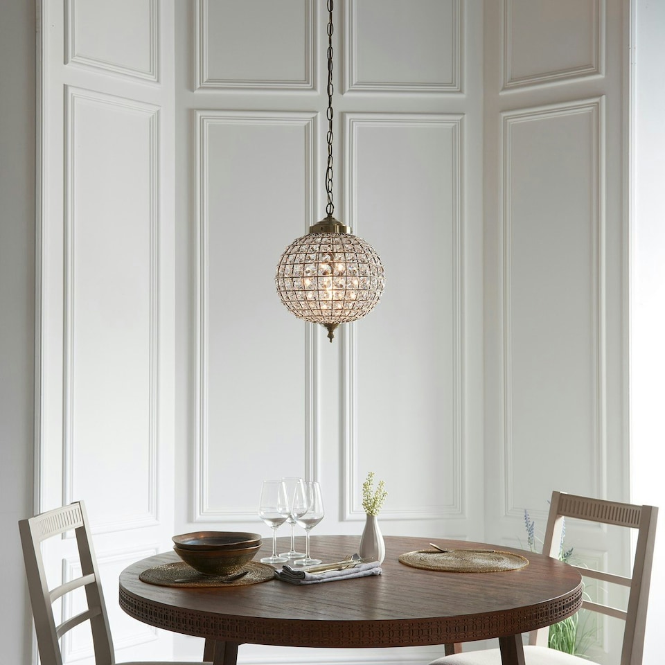 image 1 of Tanaro 1 Light Ceiling Globe Pendant Antique Brass, Glass, E27