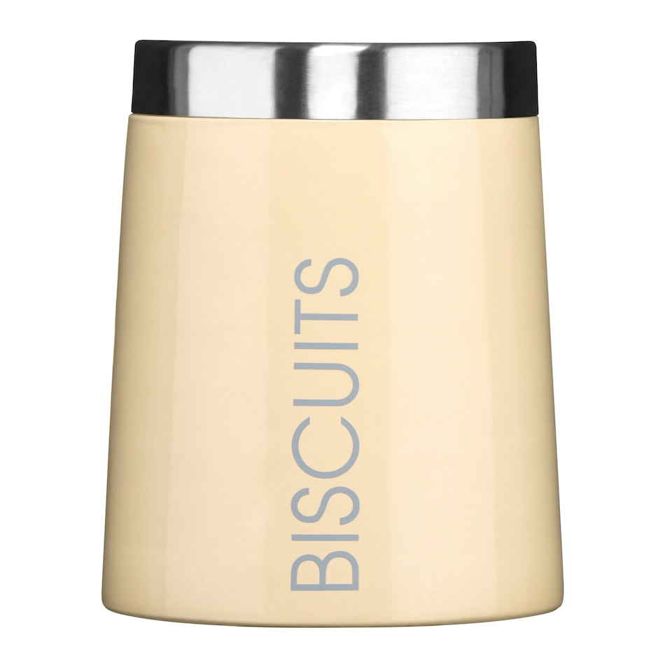 Interiors by Premier Biscuit Canister, Stylish Metal Storage Jar With Embossed Label And Lid, Keeps Biscuits Fresh