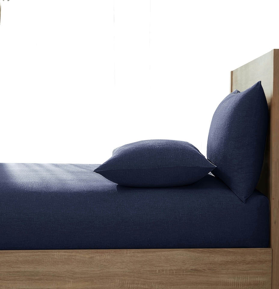 image 1 of Martex Linen Fitted Sheet Navy Blue - King