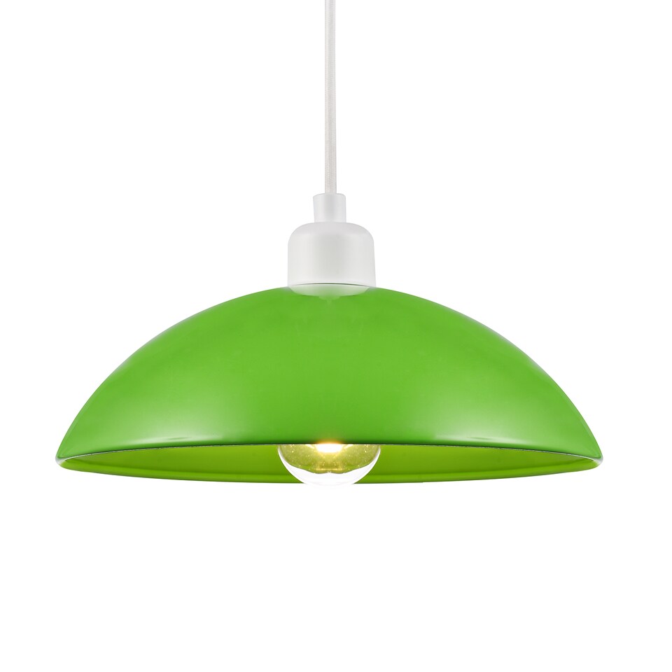 image 1 of Industrial Retro Designer Lime Green Gloss Disc Metal Ceiling Pendant Lamp Shade | Green