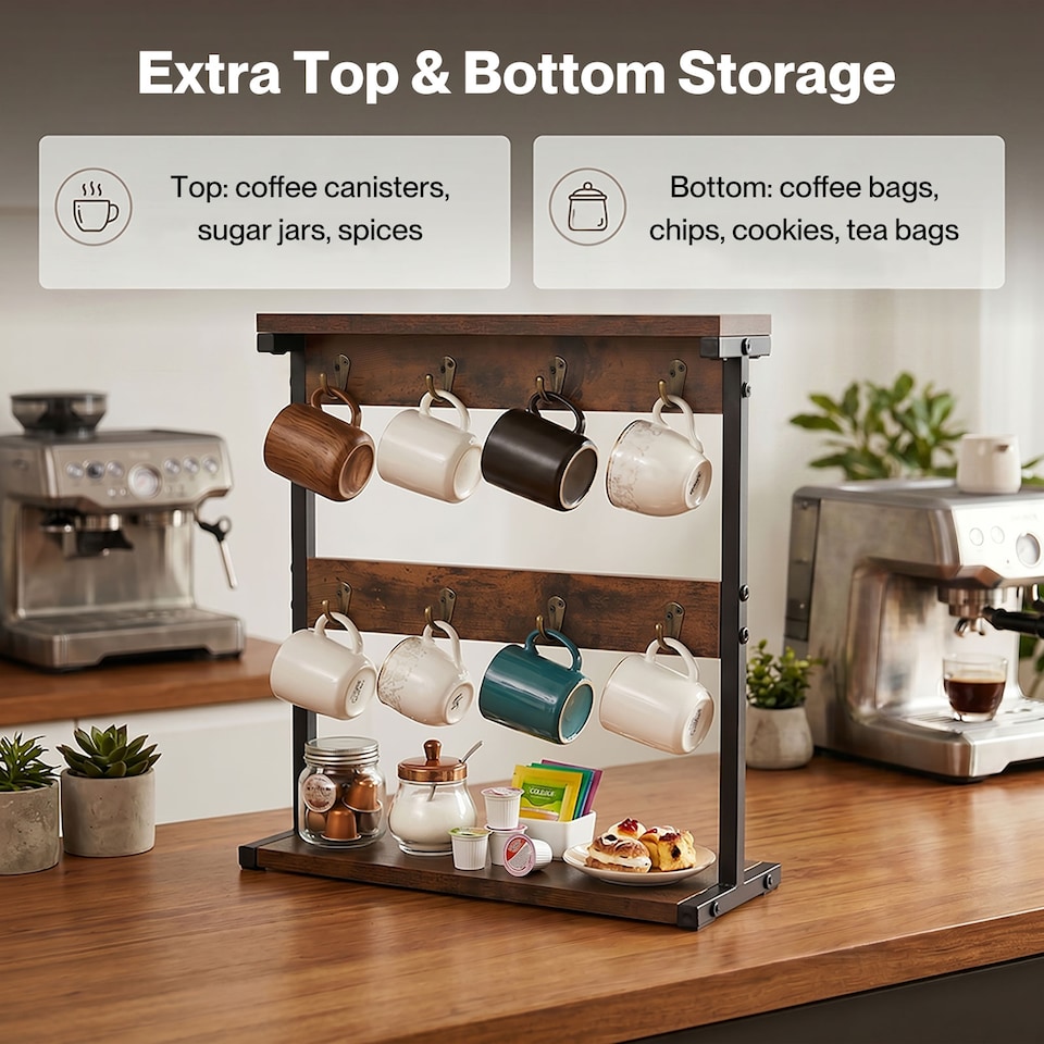 image 1 of Levede Mug Holder Stand Coffee Cup Rack Organiser Countertop Mug Tree with Hooks