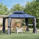 image 2 of Outsunny 3 x 3.6m Polycarbonate Hardtop Gazebo Canopy with DoubleTier Roof and Aluminium Frame, Garden Pavilion with Mosquito Netting and Curtains