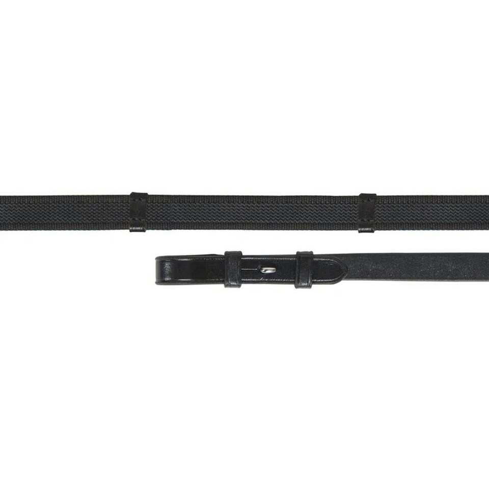 Velociti Gara Leather Continental Horse Reins - Black - 61cm x 0.6cm