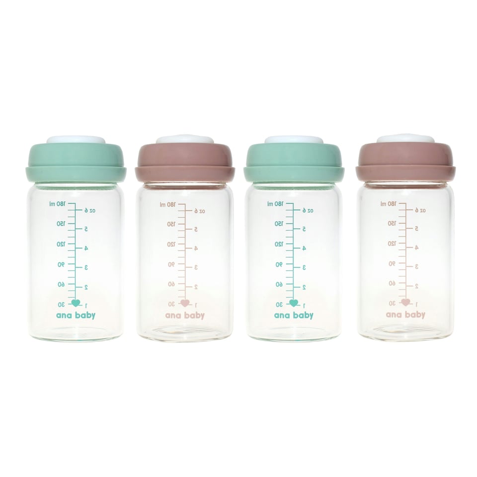 image 1 of Premium Glass Breastmilk Storage Bottles, Pack of Four, 180ml