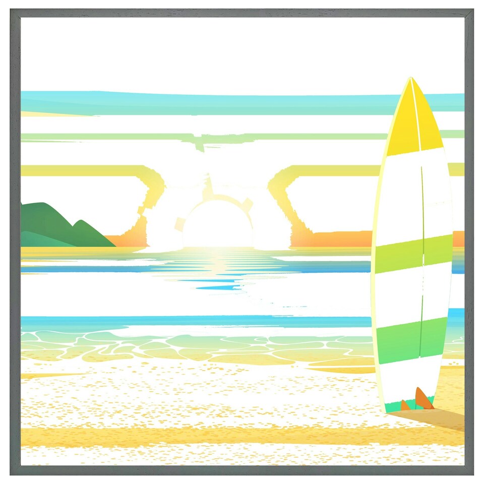 image 1 of Surf board on beach (Picture Frame) Brown | M