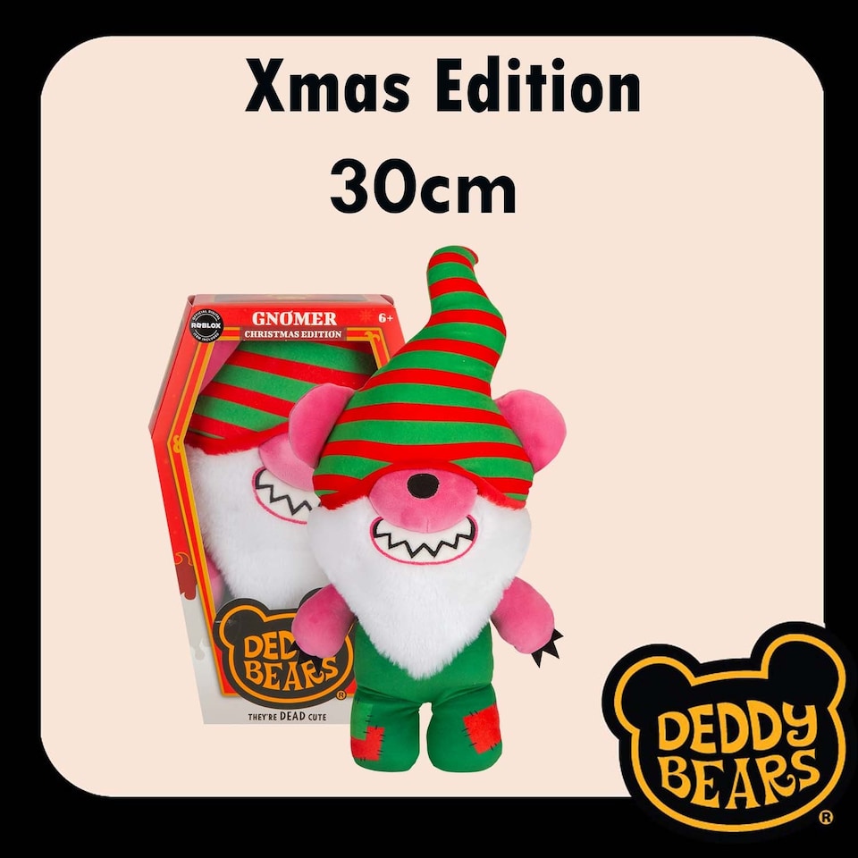 image 1 of PMS Deddy Bears Gnomer Plush Toy 30cm x 12.8cm in Coffin Box - Green