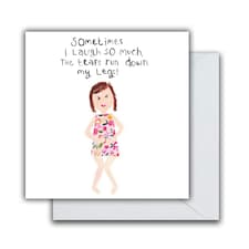 Birthday Card For Her, Funny Birthday Card For Her, "Sometimes I Laugh So Much�", Pink / Multi