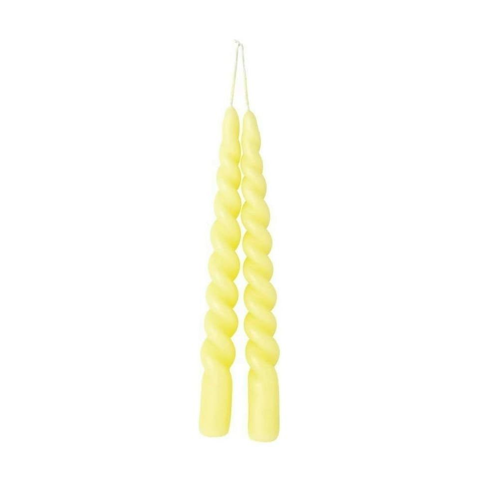 IHR Twist Taper Candle Pair Unscented Light Yellow