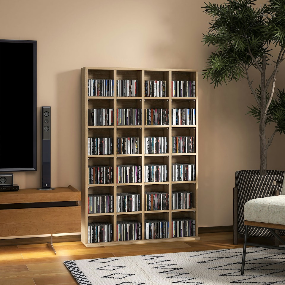 image 1 of HOMCOM DVD CD Media Storage Rack, Video Display Unit, Natural