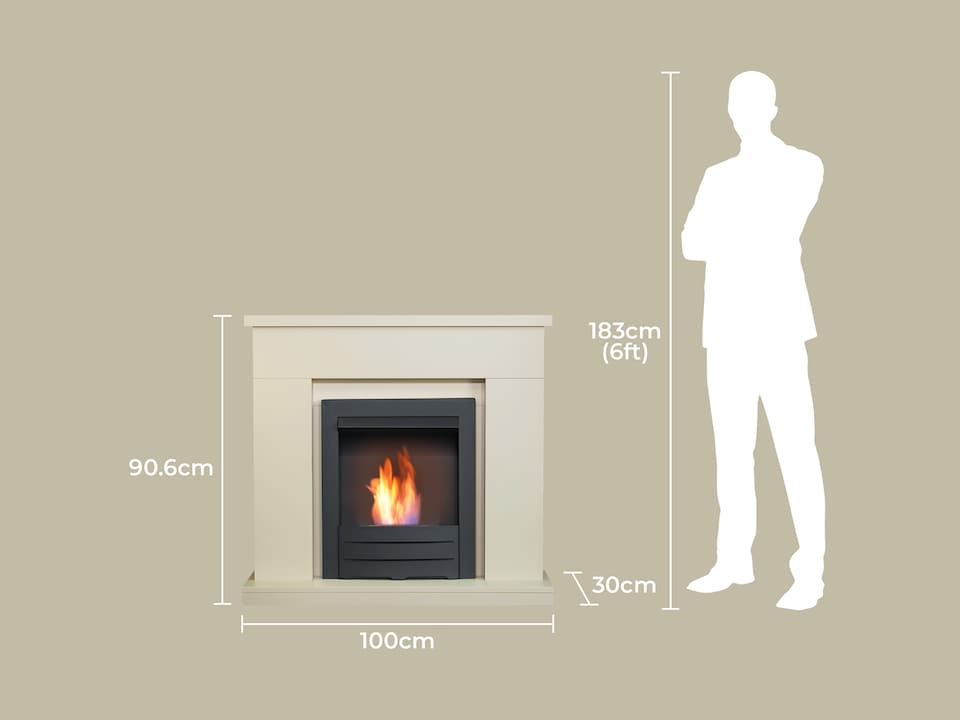 image 1 of Adam Lomond Fireplace in Stone Effect with Colorado Bio Ethanol Fire in Black, 39 Inch