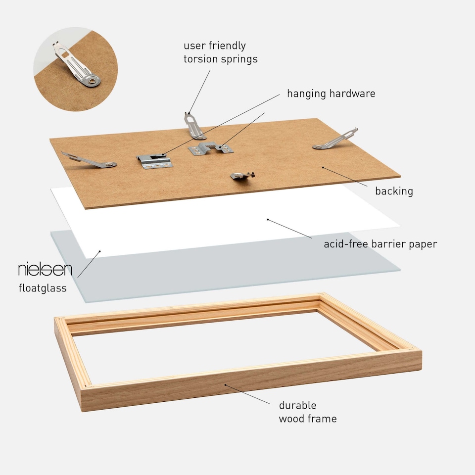 image 1 of Nielsen Skava Wooden Picture Frame with White Mount - Real Glass - Oak - A3 (29.7 x 42cm)