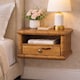 image 1 of Artisan Furniture Solid Wood Bamboo Open Bedside in Amber Oak Finish, 1 Drawer & 1 Shelf, Brown