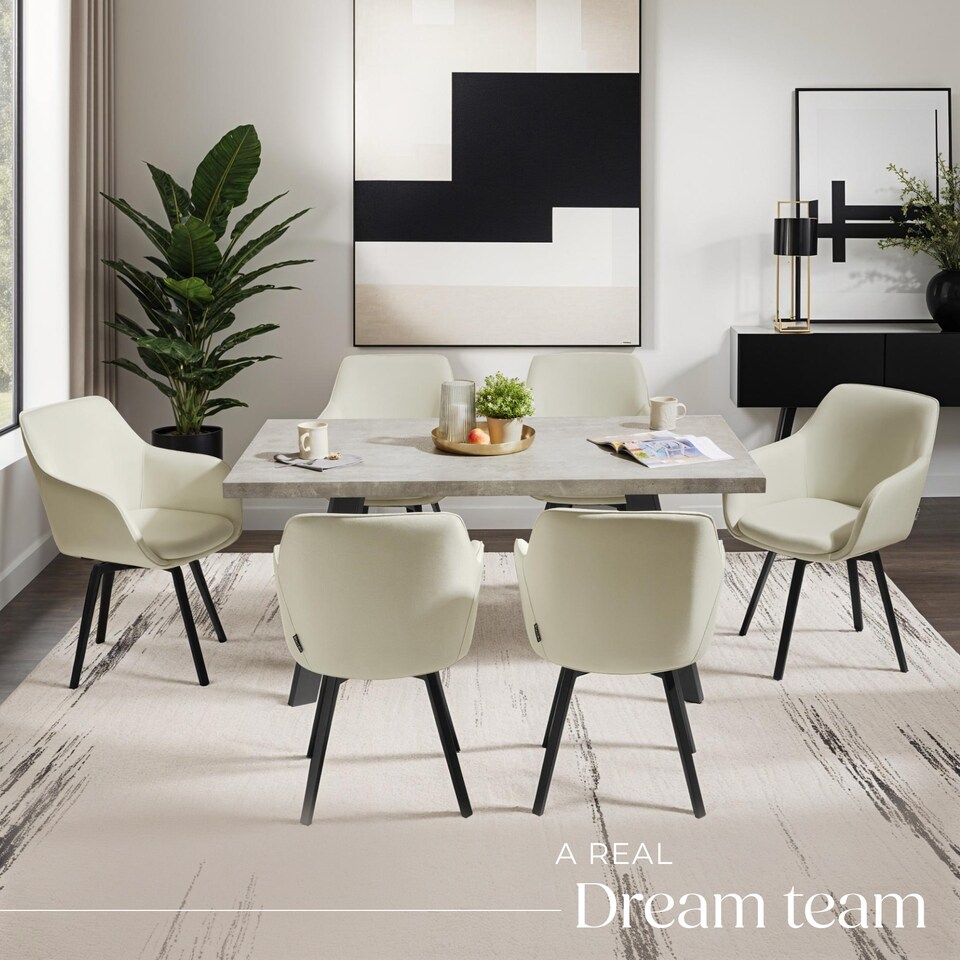 image 1 of Dining Chair Alicon - swivel armchair with padding and continuous backrest | Grey | greige | 6