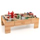 image 1 of COSTWAY 100 Pieces Wooden Train Track Set Yellow