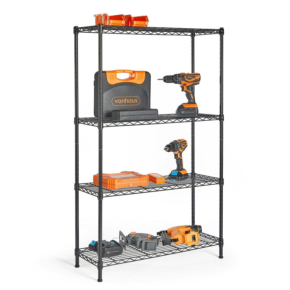 image 1 of VonHaus 4 Tier Wire Shelving Unit for Home Storage