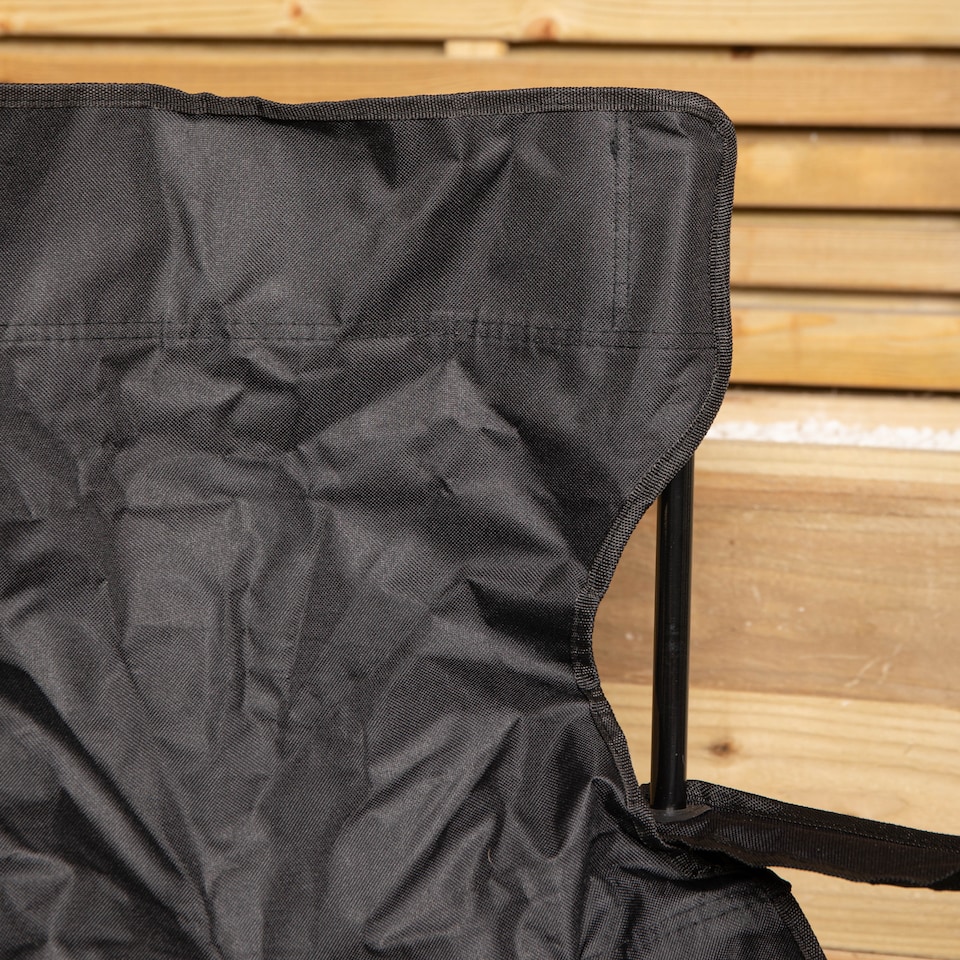 image 1 of Outdoor Black Lightweight Foldable Canvas Chair with Cup Holder and Carry Case | Black | Black