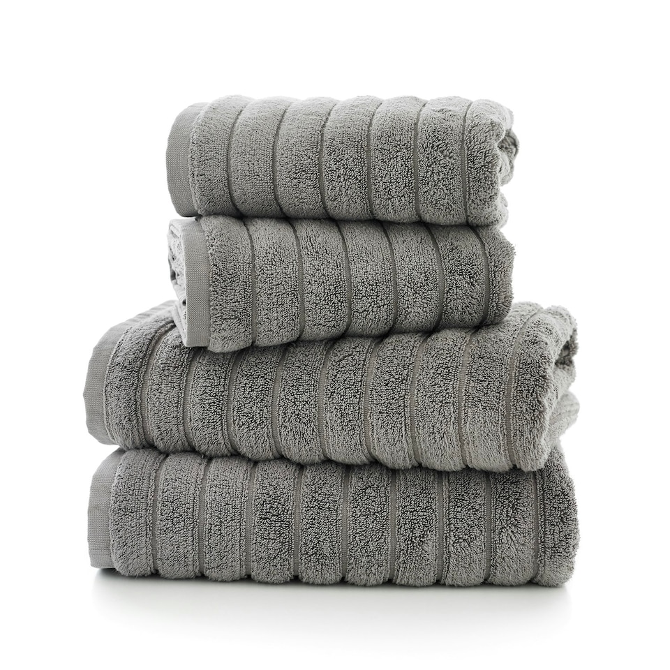 image 1 of Ribbleton 100% Cotton Zerotwist Ribbed Towels – Hand, Bath & Sheet Sizes – Ultra Soft | Grey | Dove Grey | Bath towel