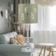 image 3 of Chrome Jewelled Table Lamp with Sage Green Fern Shade Chrome | Green
