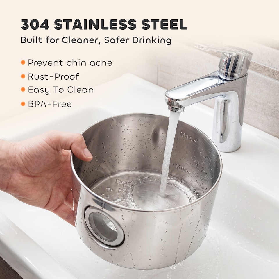 image 1 of PawHut Wireless 4L Cat Water Fountain for Drinking Stainless Steel Cordless | Silver | Silver | 22.5 x 22.5 x 19.5 cm