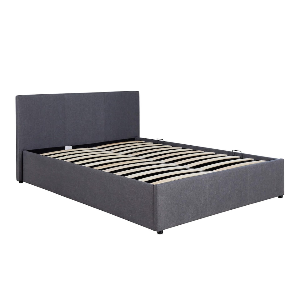 image 1 of Ottoman Side Lift Storage Bed Small Double Hopsack Fabric Bed Frame Furniture