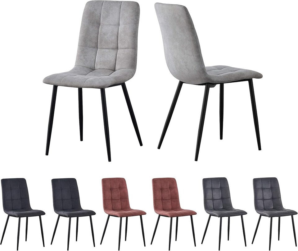 image 1 of Set of 2 Faux Suede Leather Dining Chairs Henri Light Grey by MCC Direct