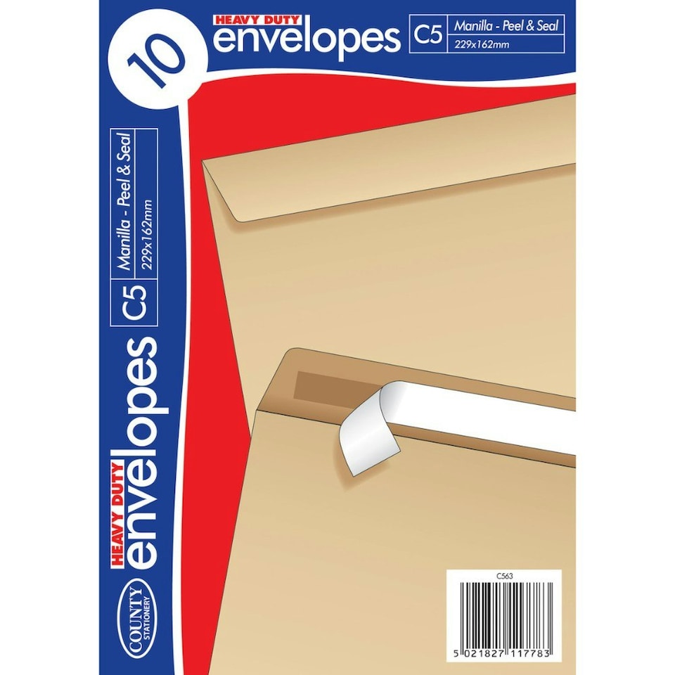 image 1 of 10 C5 Heavy Duty Peel and Seal Manilla Envelopes