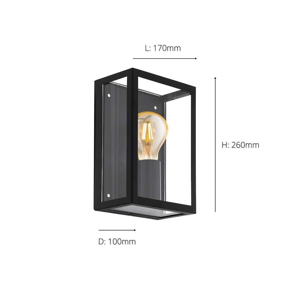 image 1 of EGLO Alamonte 1 Caged Industrial Outdoor Ceiling/Wall Light | Black