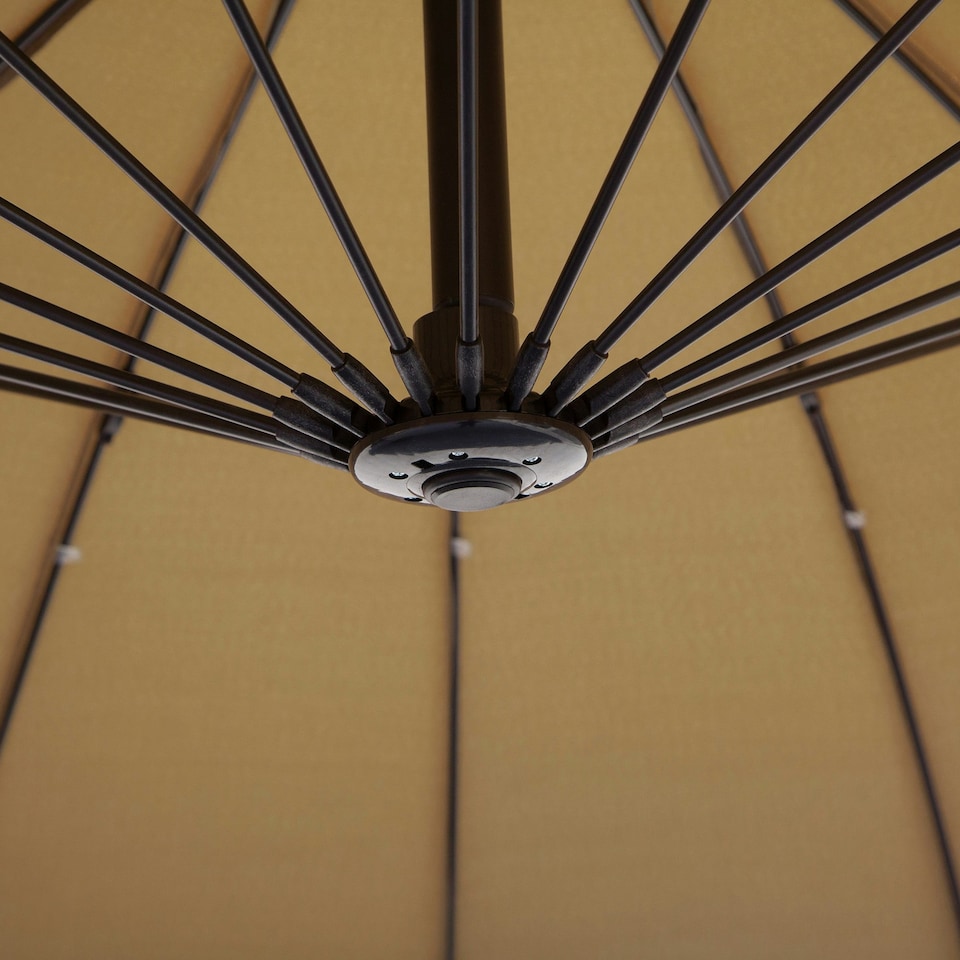 image 1 of Outsunny 3(m) Cantilever Shanghai Parasol w/ Crank Handle, Cross Base, Khaki