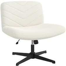 Yaheetech Upholstered Swivel Desk Chair with No Arms Ivory White | Ivory