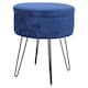 image 1 of Harbour Housewares Round Velvet Storage Footstool - H45 x D36cm - Blue/Black | Blue | Blue/Black