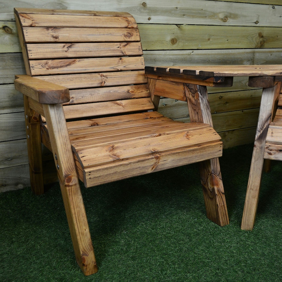 image 1 of Hand Made 4 Seater Chunky Rustic Wooden Garden Furniture Multi Set