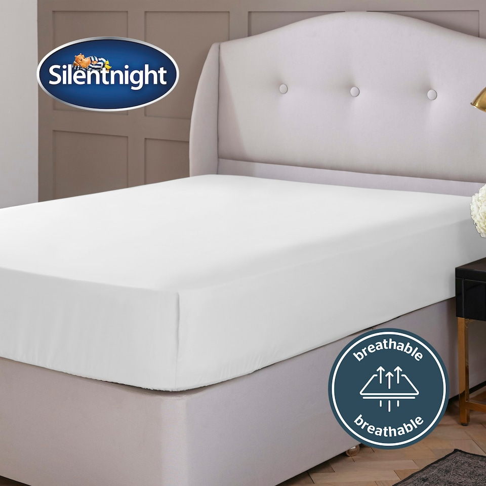 image 1 of Silentnight Pure Cotton Fitted Sheet, Extra Deep, 38 cm, White, Single
