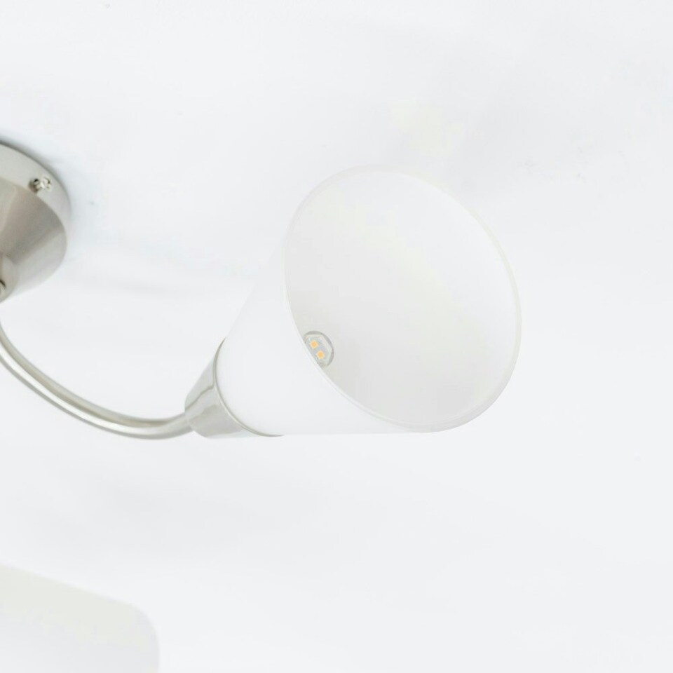 image 1 of ValueLights Kristina 3 Way Silver Curved Metal Flush Ceiling Light with Frosted White Shades