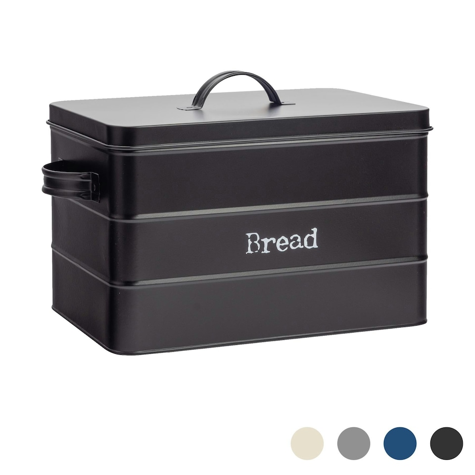 image 1 of Harbour Housewares Vintage Metal Kitchen Bread Bin Kitchen Caddy Kitchen Storage Containers Canister