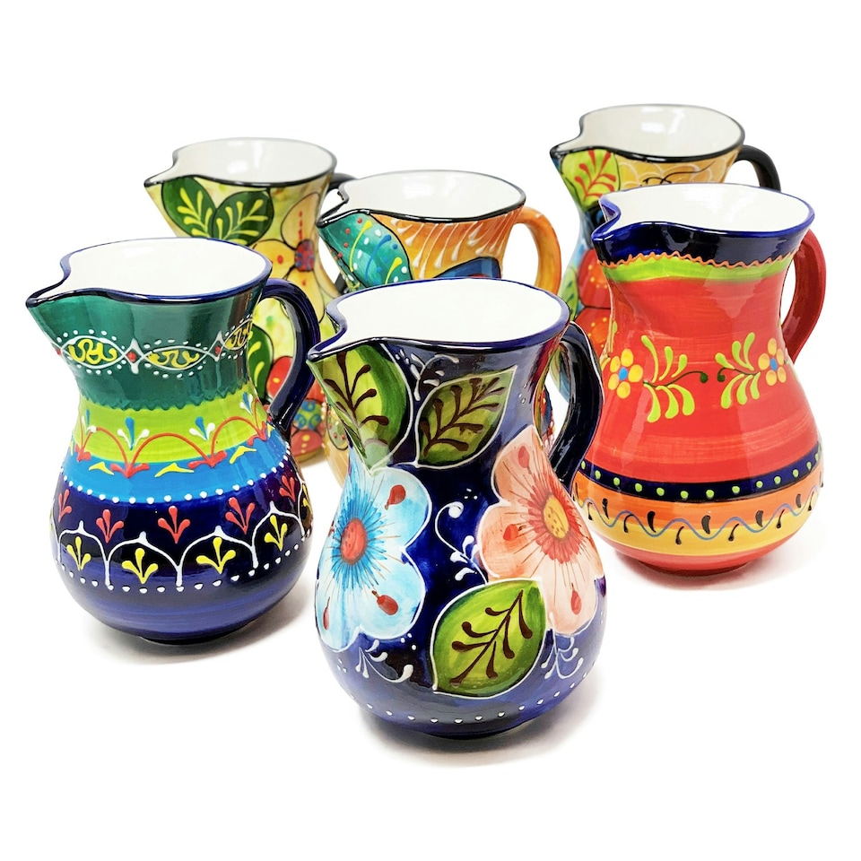 image 1 of Verano Spanish Ceramics Classic Spanish Large Jug - 2L Orange/Green