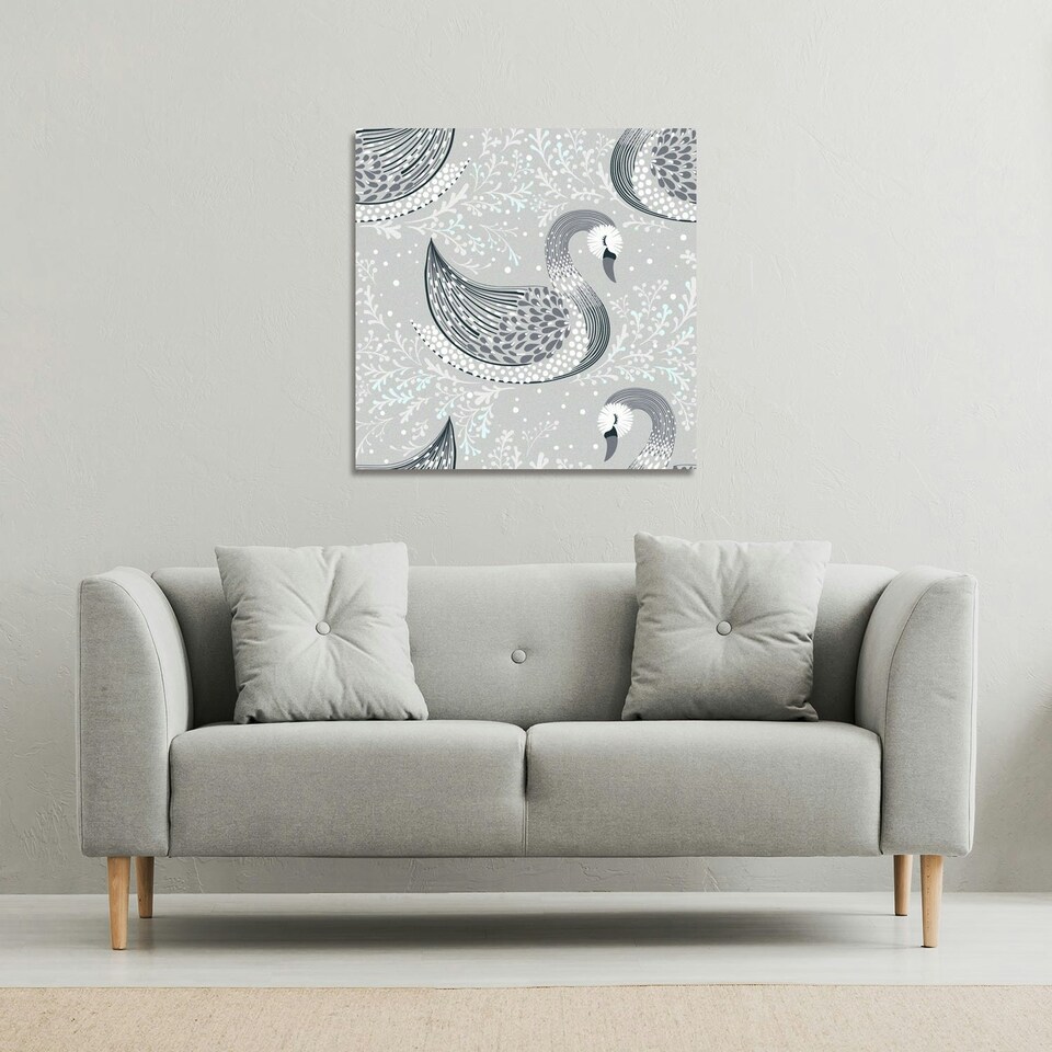 image 1 of Decorative swans (Canvas Print) 61 x 61 x 4cm