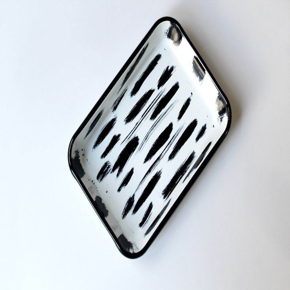 image 1 of Stripe Collection Enamel 3-Piece Rectangular Serving And Roasting Dish Set